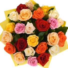 Букет  " 25  різнокольорових троянд"